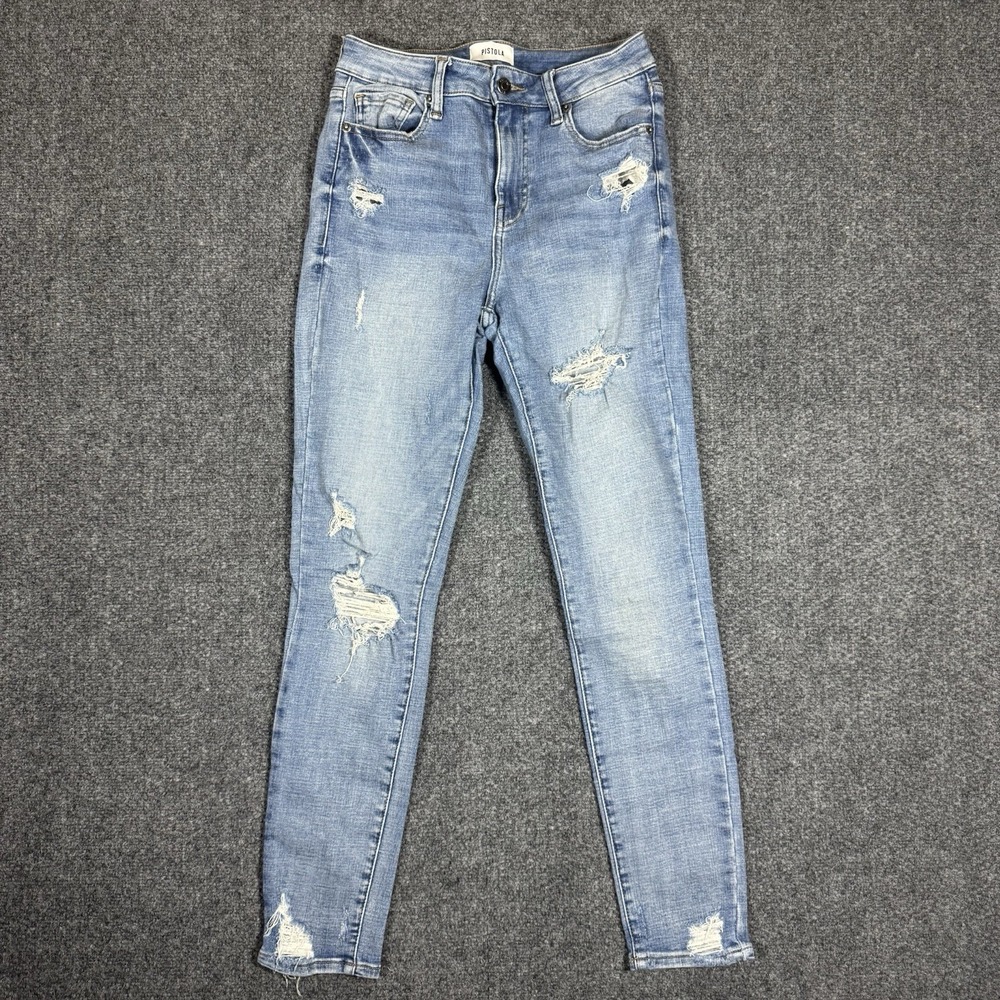 Pistola Womens Skinny Distressed Jeans Size 27 Light Wash Style # P6635MTW-MTN